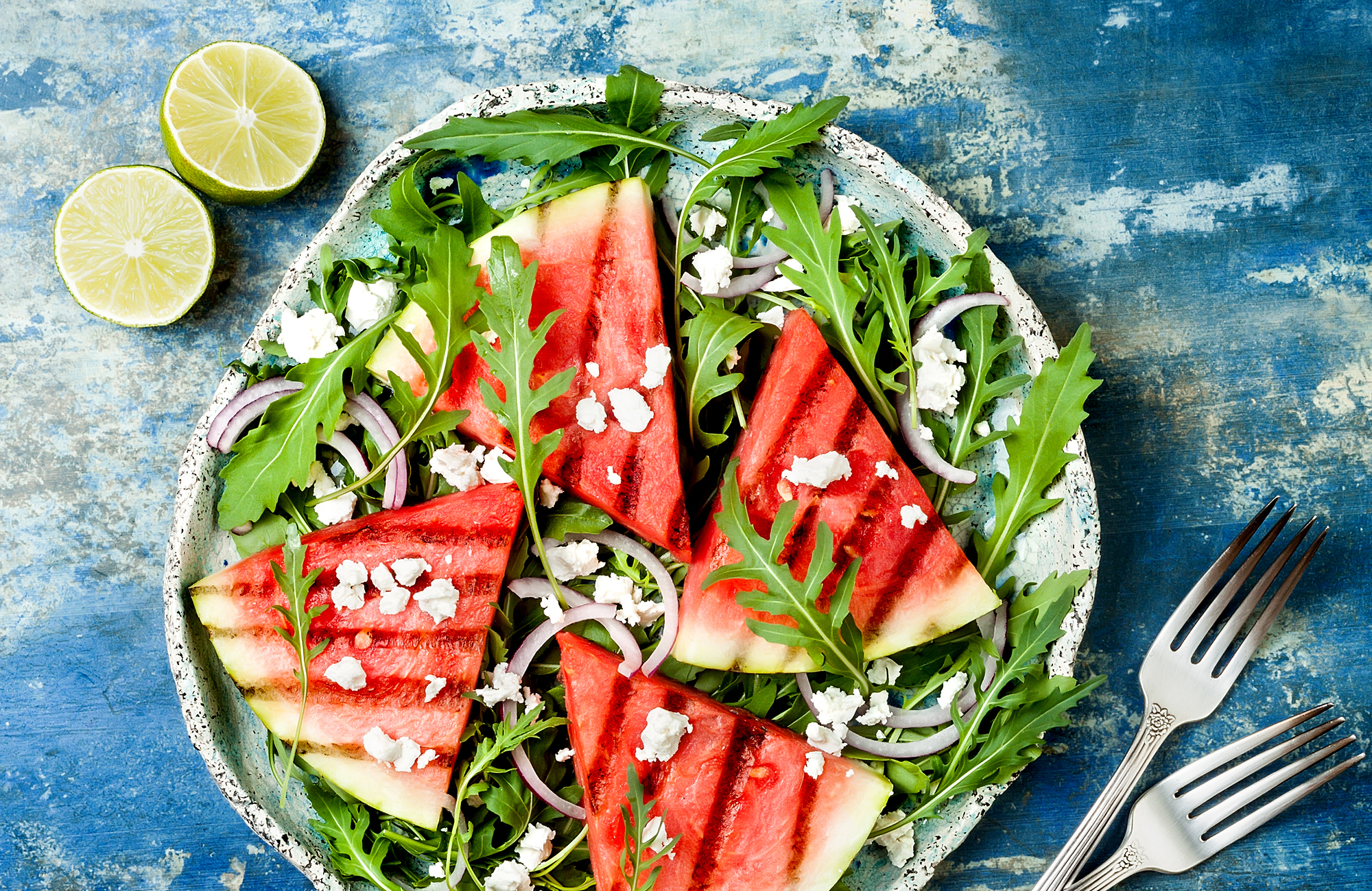 Spicy Grilled Watermelon with Crème Fraîche